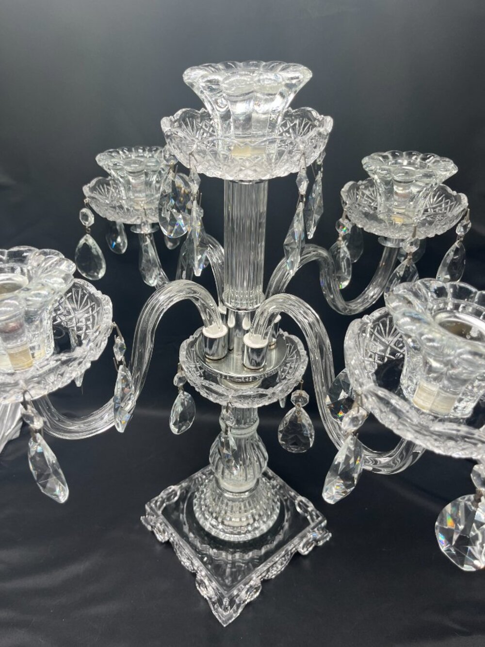 Romanian Ornate Fine Crystal Candelabra
